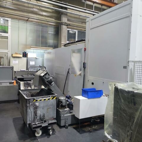 STARRAG HECKERT CWK 1250 16 i- M Fanuc Metal Processing Boring mills / Machining Centers / Drilling machines Machining Center - Horizontal 80 tool position ATC. We will supply 300 pieces SK50 holders along with the
machine. Measuring tracer Renishaw, Cooling trough spindle and filtering
arrangement, 50 bar, Chip conveyor and exhaust ventilation.
Machine has worked for 28.000 spindle hours.
Control: Fanuc 16i-M. Germany