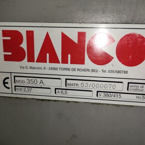 BIANCO Mod. 350 A  Metal Processing Saws Band Saw - Automatic - Horizontal Automatic band saw with roller table. Machine will be supplied with 20 pieces
new sawing bands. Italy