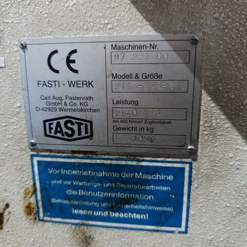 FASTI 211-25-3  Metallbearbeitungsmaschinen Blechbearbeitung / Scheren / Biegen / Richten Schwenkbiegemaschine Mit Zubehör und PLC Steuerung von Alba. Deutschland