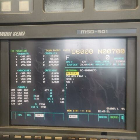 MORI SEIKI SH 400 Fanuc MSC 501 (Fanuc 16i) Metal Processing Boring mills / Machining Centers / Drilling machines Machining Center - Horizontal Control Fanuc MSD 501, 40 tool stations, it has trough spindle coolant, chip
conveyor and two paletts. Japan