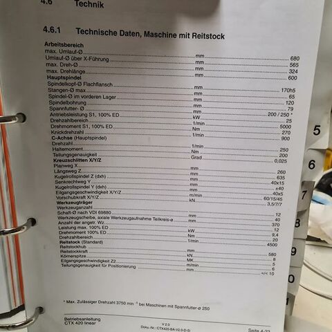 GILDEMEISTER CTX 420 linear 840D shop turn Metal Processing Lathes CNC Lathe Machine has C-axe, Y- axe and live tooling.
Control: Siemens 840 D shop turn.
Machine has tail stock and power chuck. Germany