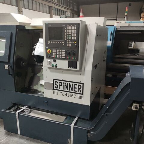 SPINNER TC 42-MC 810D Siemens Metal Processing Lathes CNC Lathe Machine has 16 position turret with 8 pos. live tooling. Machine is without
tailstock ! We will supply holder also for live tooling and a chuck along with
the machine. Germany