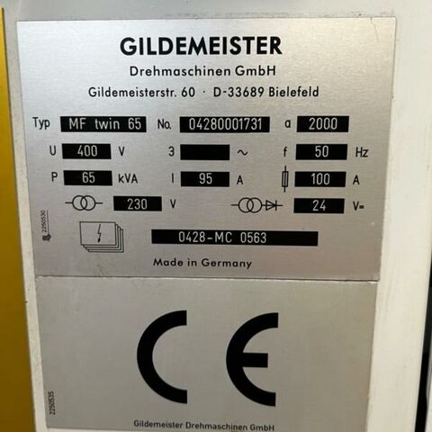 GILDEMEISTER TWIN 65 Siemens 840 D Metallbearbeitungsmaschinen Drehmaschinen CNC Dreh- und Fräszentrum Ausstattung:
CNC Steuerung Siemens 840 D.
2 x 12-fach Revolver, alle Positionen angetrieben (Drehzahlen 30-6000 U/min.,
3,8/2,1 kW)
Y-Achse
Bandfilteranlage
Stangenlader
Gegenspindel
Späneförderer Deutschland