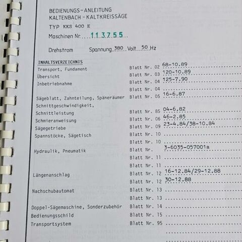 KALTENBACH KKS 400 E  Metal Processing Saws Cold Circular Saw Machine has angle cutting arrangement +/- 45°, is semi automatic without material infeed. Germany