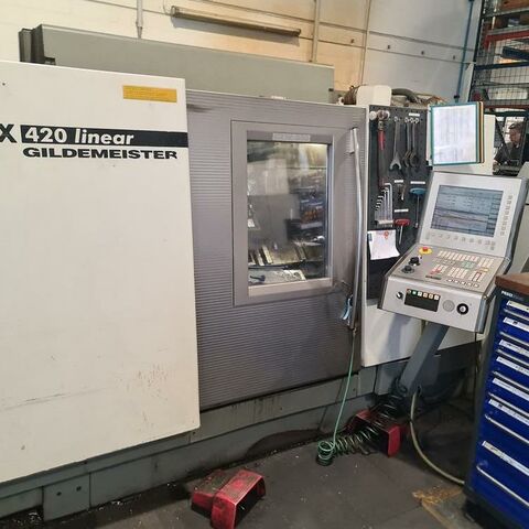 GILDEMEISTER CTX 420 linear 840D shop turn Metal Processing Lathes CNC Lathe Machine has C-axe, Y- axe and live tooling.
Control: Siemens 840 D shop turn.
Machine has tail stock and power chuck. Germany