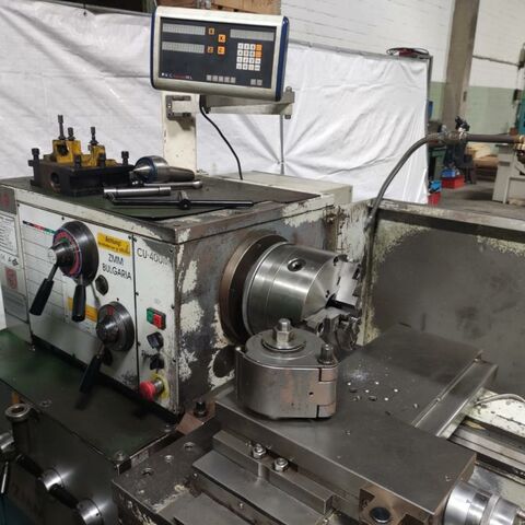 BULMAK CU 400  Metal Processing Lathes Center Lathe Machine has a cover for the chuck, cover at back side, Multifix tool holder
system, chuck, DRO, steady rest and accessories. Bulgaria