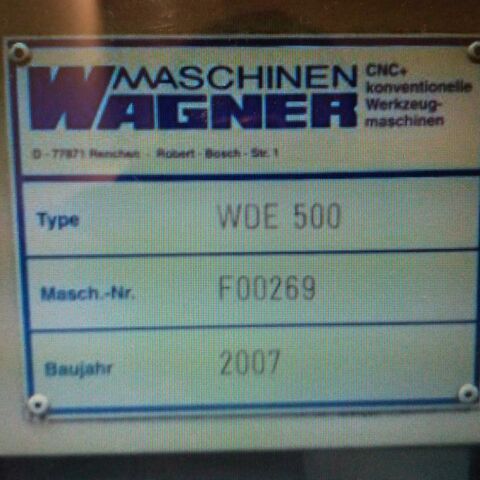 WAGNER WDE 500 802 C Metallbearbeitungsmaschinen Drehmaschinen Drehmaschine - zyklengesteuert Zyklen Steuerung Fabr. Siemens 802 C. Deutschland