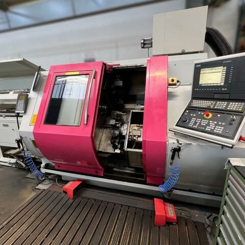 GILDEMEISTER TWIN 65 Siemens 840 D Metallbearbeitungsmaschinen Drehmaschinen CNC Dreh- und Fräszentrum Ausstattung:
CNC Steuerung Siemens 840 D.
2 x 12-fach Revolver, alle Positionen angetrieben (Drehzahlen 30-6000 U/min.,
3,8/2,1 kW)
Y-Achse
Bandfilteranlage
Stangenlader
Gegenspindel
Späneförderer Deutschland