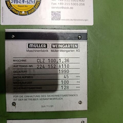 MUELLER CLZ 100.1.36  Metal Processing Presses Single Column Press - Hydraulic Machine has cushion in table. Germany