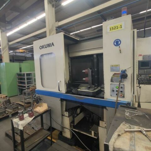 OKUMA MA-400H OSP-U100M Fanuc Metal Processing Boring mills / Machining Centers / Drilling machines Machining Center - Horizontal Control OSP-U100M (Fanuc), 60 tool stations, it has trough spindle coolant,
chip conveyor and two paletts. Japan