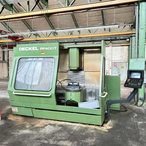 DECKEL FP4 CC/T CNC  Metal Processing Milling machines Universal Milling Machine CNC milling machine with Dialog 11 control, housing arround working area and
rotary table as a 4th axe. Germany