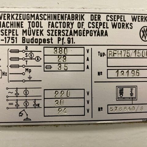 CSEPEL RFh 75/1500  Metal Processing Boring mills / Machining Centers / Drilling machines Radial Drilling Machine With table. Hungary