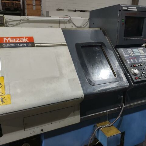 Mazak Quick Turn 10 Mazatrol T-Plus Metal Processing Lathes CNC Lathe Machine has a Mazatrol T Plus control and no tail stock. Japan