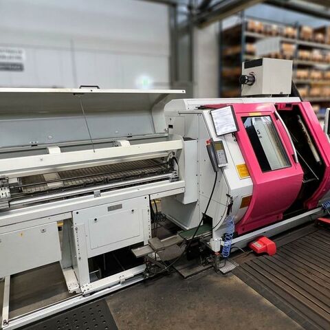 GILDEMEISTER TWIN 65 Siemens 840 D Metallbearbeitungsmaschinen Drehmaschinen CNC Dreh- und Fräszentrum Ausstattung:
CNC Steuerung Siemens 840 D.
2 x 12-fach Revolver, alle Positionen angetrieben (Drehzahlen 30-6000 U/min.,
3,8/2,1 kW)
Y-Achse
Bandfilteranlage
Stangenlader
Gegenspindel
Späneförderer Deutschland